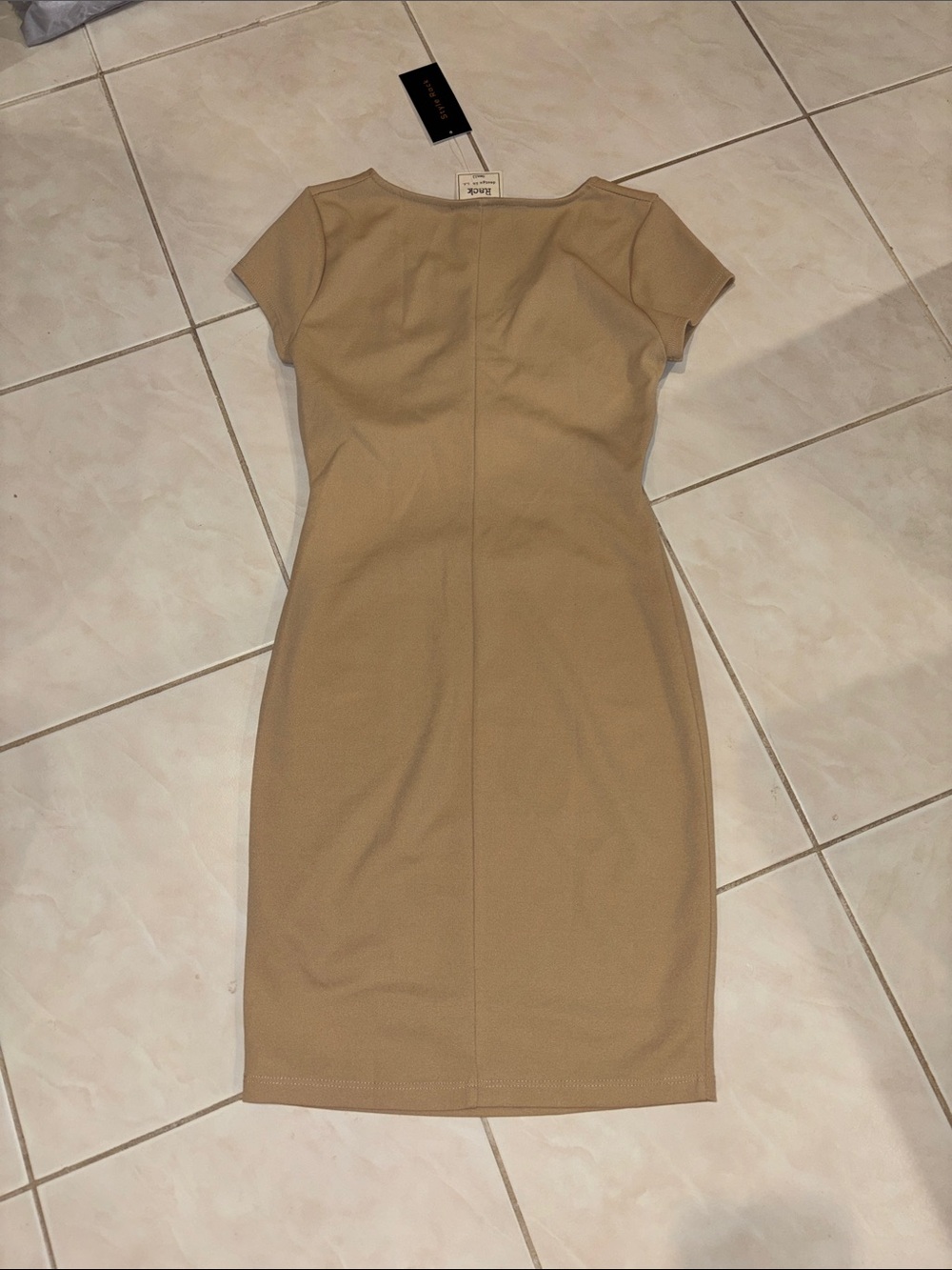 Style Rack Tan Ruched Front Cap Sleeve Mini Dress - Picture 5 of 5